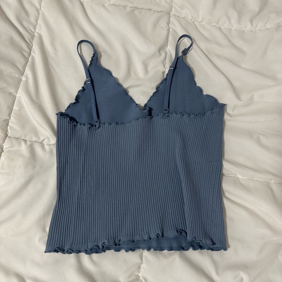 Blue Ribbed Women's Top - Picture 2 of 3